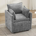 30" Cloud Modular Single Sofa Chair with Storage, Modern Upholstered Accent Chair Deep Seat, Chenille Reading Lounge Armchair for Living Room, Bedroom, Small Space, Light Grey