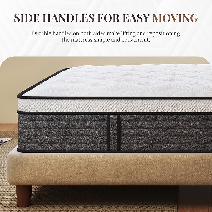 CH CHARME HOUSE Twin XL Mattress, 14 Inch Twin XL Size Hybrid Mattress in a Box, Medium Feel Foam and Individual Pocket Springs, Extra Edge Support, Pressure Relief, CertiPUR-US