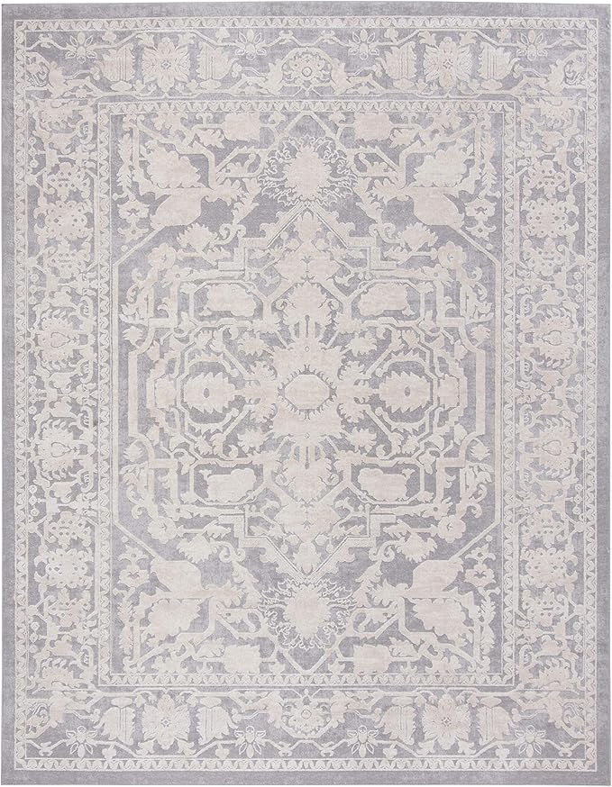 SAFAVIEH Reflection Collection Area Rug - 5'1" x 7'6", Light Grey & Cream, Non-Shedding & Easy Cleaning, Ideal for Living Room, Bedroom (RFT665C)