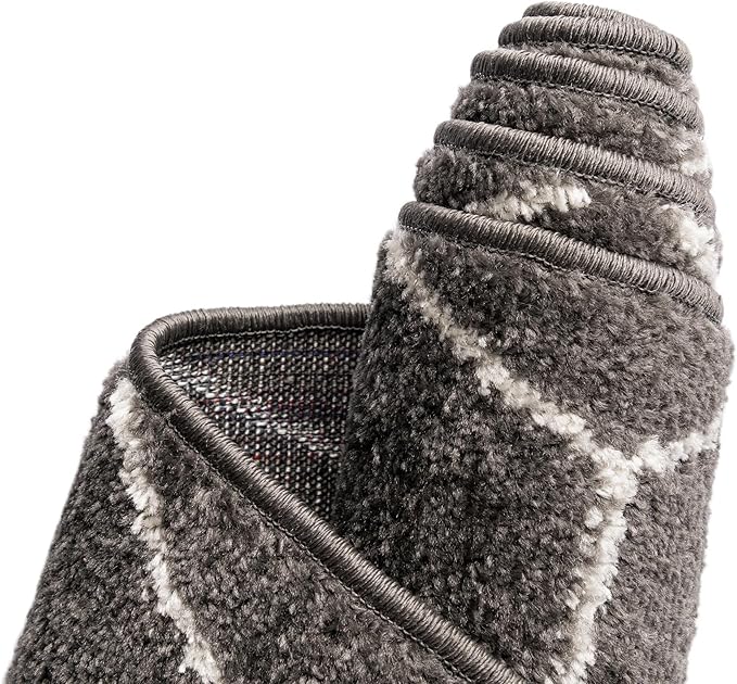 Unique Loom Trellis Frieze Collection Area Rug - Geometric (3' x 5' Oval, Dark Gray/ Ivory)