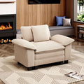 53.5" Modular Sectional Single Sofa, Soft Plush Corduroy Armchair with Comfortable Deep Seat & Removable Arms for Living Room，Beige