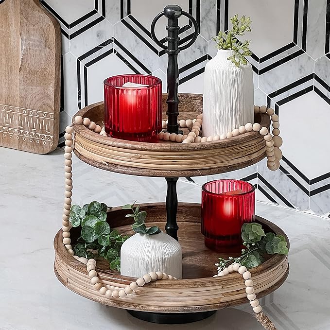 Kate Aspen Vintage Ribbed Red Glass Candle Holders Set of 6 - Votive & Tealight Candle Holder Decor for Holiday Table Decor, Christmas Dining Tablescape, Fall & Boho Home Accents (27206RD)