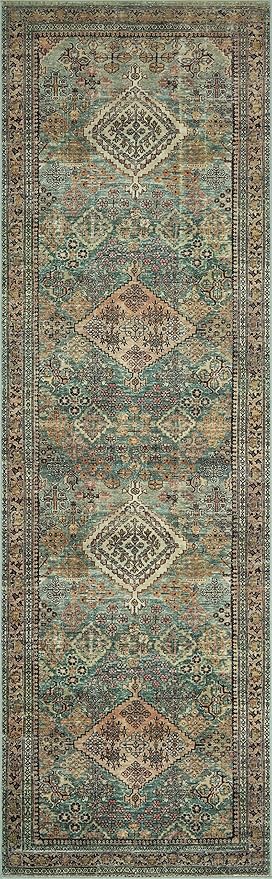 Loloi Magnolia Home by Joanna Gaines Sinclair Collection SIN-03 Turquoise/Multi 2'-3" x 3'-9", .25" Pile Height, Machine Washable, Accent Rug