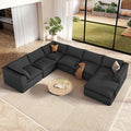 Vesgantti 141.7" Oversized Sectional Boneless Couch, Modern 7 Seater Modular Sofa with Chaise, Deep Seat Convertible Plush Corduroy Cloud Couches for Living Room, No Assembly Required, Dark Gray