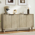 Fluted Cabinet with Storage, Buffet Sideborad with 4 Doors, Kitchen Buffet Storage Accent Cabinet with Adjustable Shelves for Living Room, Entry, Hallway, Natural