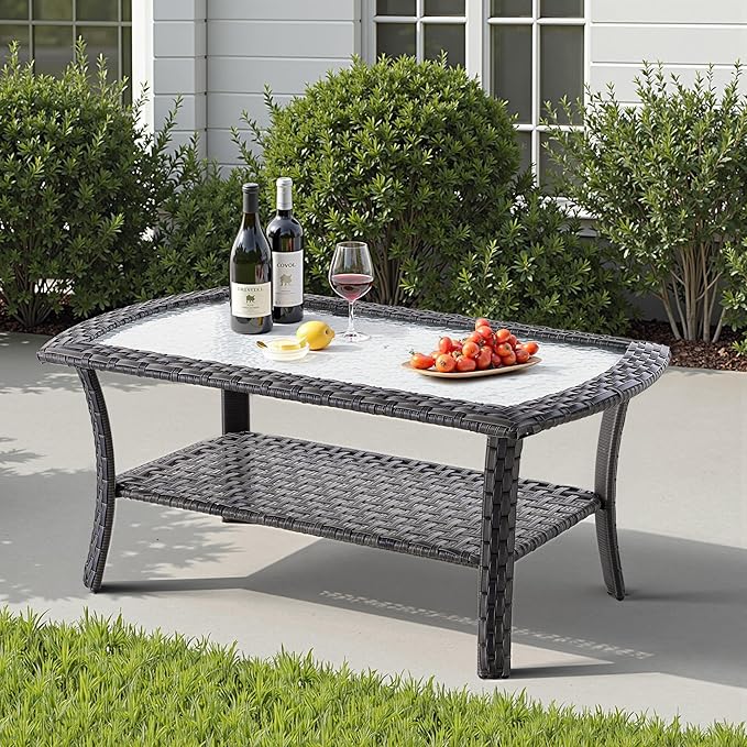 8 PCS Patio Outdoor Furniture Set with Swivel Rocking Chairs,All Weather Wicker Rattan Patio Seating Sofa and Chairs Set,Outdoor Conversaiton Sets for Deck Yard Prrch Garden Poolside,Blue
