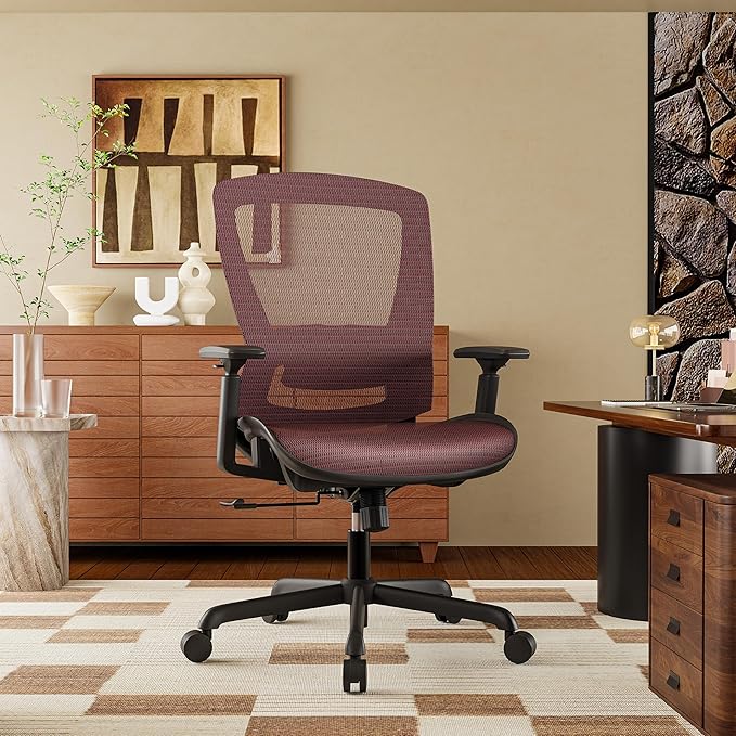 ELABEST T96 Mesh Office Chair,Ergonomic Computer Desk Chair,Sturdy Task Chair- Adjustable Lumbar Support & Armrests,Tilt Function,Comfort Wide Seat,Swivel Home Office Chair