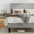 Allewie Queen Size Upholstered Bed Frame with Vertical Channel Tufted Headboard, Soft Corduroy Fabric Platform Bed, Strong Wooden Slats Support, Easy Assembly, No Box Spring Needed, Light Grey