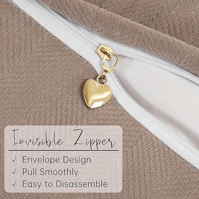 ZWJD Khaki Pillow Covers 12x20 Set of 2 Chenille Throw Pillow Covers with Elegant Design Soft and Luxurious Decorative Throw Pillows for Couch, Bed, and Home Decor