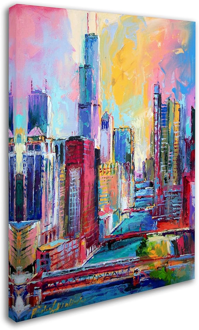 Canvas Wall Art - Richard Wallich 'Chicago 3' Wall Art for Living Room, Bedroom, or Office Décor by Trademark Fine Art
