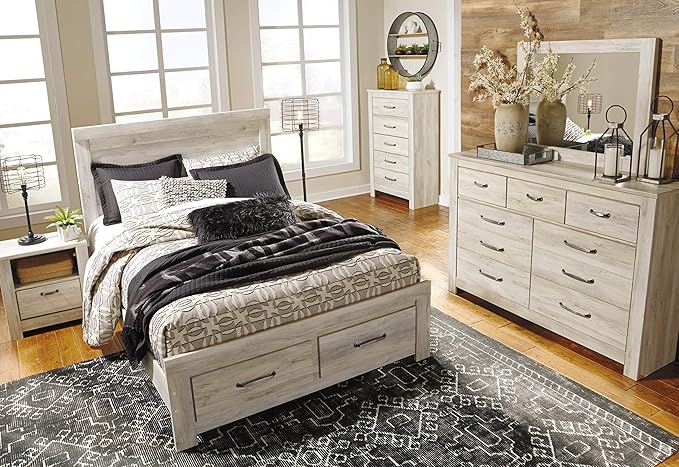 Signature Design by Ashley Bellaby Vintage Farmhouse 5 Drawer Chest of Drawers, Whitewash