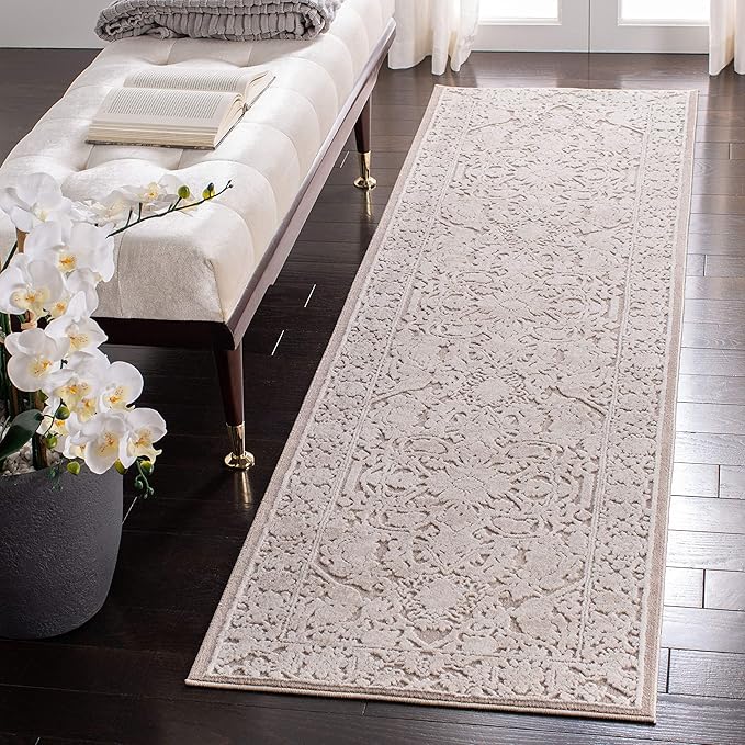 SAFAVIEH Reflection Collection Runner Rug - 2'3" x 14', Beige & Cream, Non-Shedding & Easy Cleaning, Ideal for Living Room, Bedroom (RFT665A)