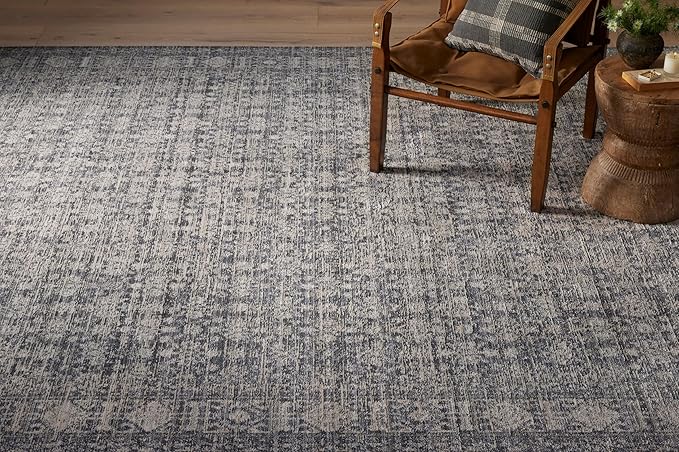 Loloi Amber Lewis Alie Collection ALE-03 Charcoal/Dove 5'-3'' x 5'-3'', .13'' Pile Height, Round Area Rug