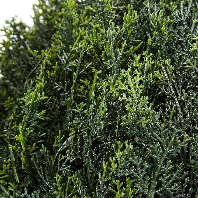 Artificial Cypress Topiary-23Â” Ball Style Faux Plant in Sturdy Pot-Realistic Indoor or Outdoor Potted Shrub-Home Decor by Pure Garden
