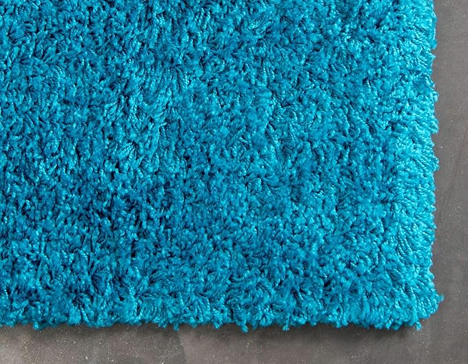 Unique Loom Solid Shag Collection Area Rug (2' x 3' 1" Rectangle, Turquoise)
