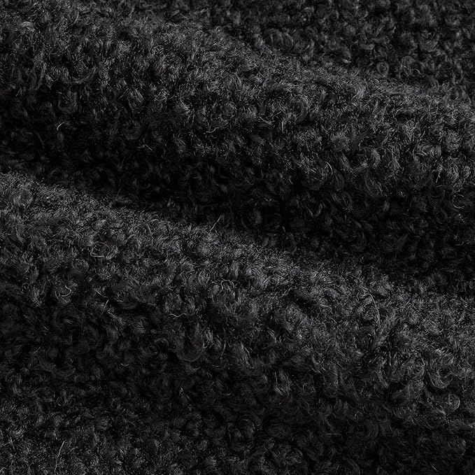 Pack of 2 Curly Teddy Wool Faux Fur Throw Pillow Covers Fuzzy Accent Soft Sherpa Pillowcases Sheepskin Fleece Decorative Cushion Case for Sofa Couch Living Room 22x22 Inch Black