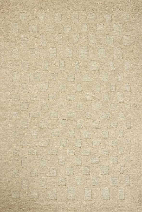 Loloi Leanne Ford Craven Collection CVN-04 Oatmeal/Dove 2'-3" x 3'-9" Accent Rug Checkered, Patterned, Neutral, Entryway, Mudroom, Bathroom, and Kitchen