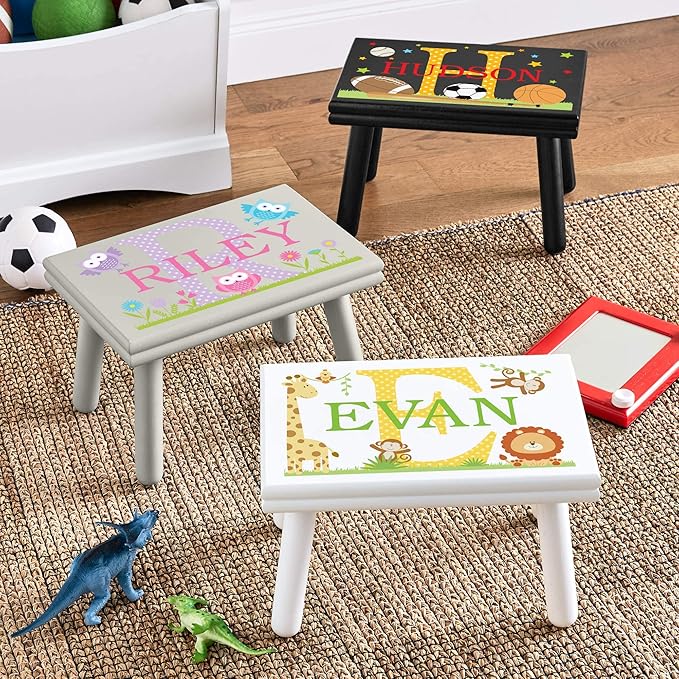Let’s Make Memories Personalized My Own Name Step Stool - Children’s Step Stool - Sturdy Wood – Non-Toxic Paint, Sealer - Turtle Design - Espresso - 14’Wx9.25”Lx8.75”H - Ages 3+