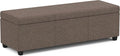 SIMPLIHOME Avalon 54 inch Wide Contemporary Rectangle Extra Large Storage Ottoman Bench in Fawn Brown Polyester Linen Fabric, Assembled, for The Living Room, Entryway and Family Room