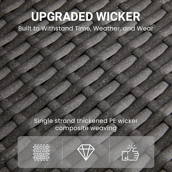 Green4ever 3-Peices Outdoor Patio Recliner with Independently Adjustable Backrest, All-Weather Wicker Patio Chair with Side Table, 160° Lay Flat Patio Reclining Lounge Chair for Backyard Garden, Grey