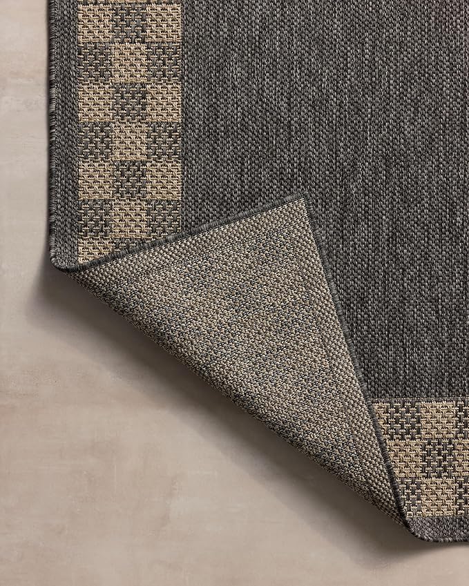 Loloi Chris Loves Julia Providence Collection PRC-01 Charcoal/Natural 9'-2" x 13', .12" Pile Height, Indoor/Outdoor Area Rug