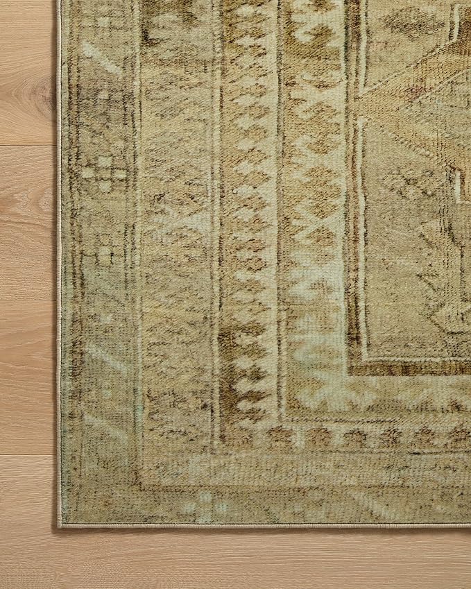 Loloi Magnolia Home by Joanna Gaines Sinclair Collection SIN-02 Khaki/Tobacco 5'-0" x 7'-0", .25" Pile Height, Machine Washable, Area Rug