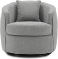 Swivel Accent Chair, Modern Upholstered Boucle Barrel Arm Chairs with Pillow for Living Room, 360 Degree Round Swivel Sherpa Armchair with Round Base for Bedroom Club (1, Grey)
