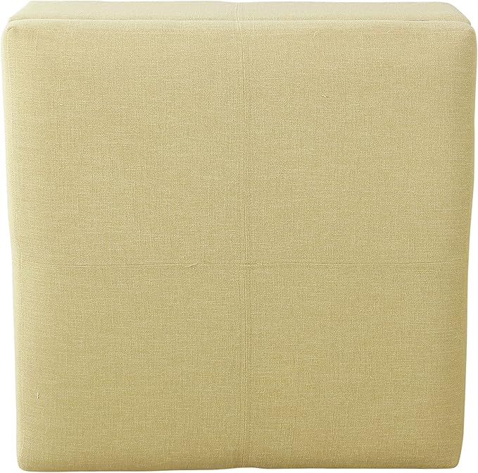 HomePop Woven Square Storage Ottoman with Wood Legs, Tan