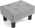 Poofzy Small Foot Stool Ottoman, Linen Ottoman Foot Rest with Legs, Rectangle Foot Rest for Couch, Footstools and Ottomans Small for Living Room and Entryway (Light Gray)