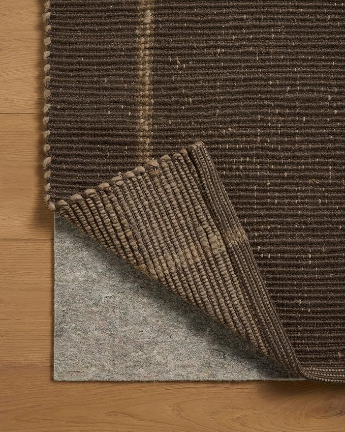 Loloi Leanne Ford Weatherstaff Collection WTS-01 Espresso/Natural 5'-0" x 7'-6" Area Rug Jute, Striped, Neutral, Living Room, Bedroom, Dining Room