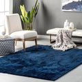 nuLOOM 4' Square Cozy Plush Area Rug, Machine Washable, Non-Slip, Soft Fluffy Shag Carpet for Living Room Bedroom Kids Room Nursery Home Decor, Loni Navy