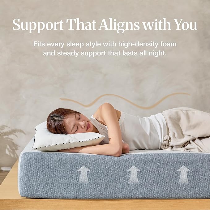 LIFEMENT Basic Twin Graphite Infused Memory Foam Mattress in a Box | Medium Firm Bed, Fiberglass Free, CertiPUR-US Certified Foam, Cooling Comfort & Support, 10 Inch