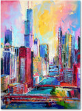 Canvas Wall Art - Richard Wallich 'Chicago 3' Wall Art for Living Room, Bedroom, or Office Décor by Trademark Fine Art