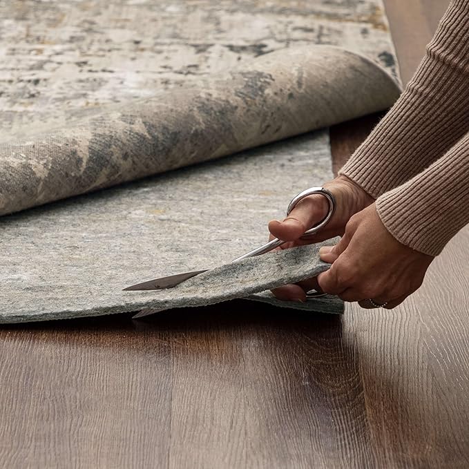 Mohawk Home 4' x 6' Non Slip Grip Rug Pad 3/8" Thick Dual Surface Felt Cushion + Rubber Gripper - Safe for All Floors