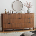 SUNWAVE Fluted 9 Drawer Dresser for Bedroom, 59.1" Wide Modern Large Dresser with Round Corner, Wood Drawer TV Stand for Living Room