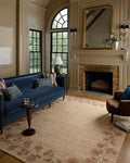 Loloi Chris Loves Julia Rue Collection RUE-05 Natural/Multi 7'-6" x 9'-6" Area Rug Jute Neutral Floral Living Room Bedroom Rug