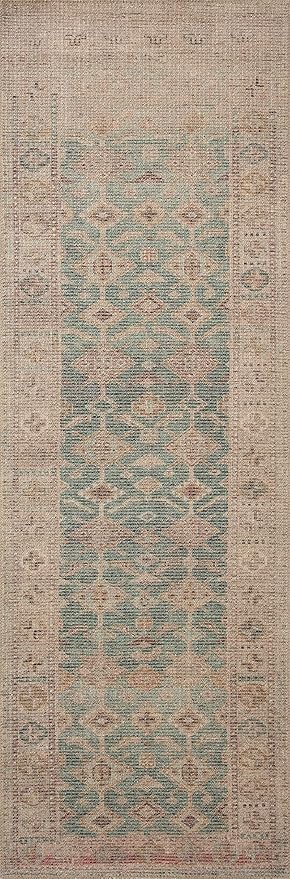 Loloi Angela Rose Aubrey Collection AUB-02 Aqua/Sand 2'-6" x 7'-6", .19" Pile Height, Runner Rug