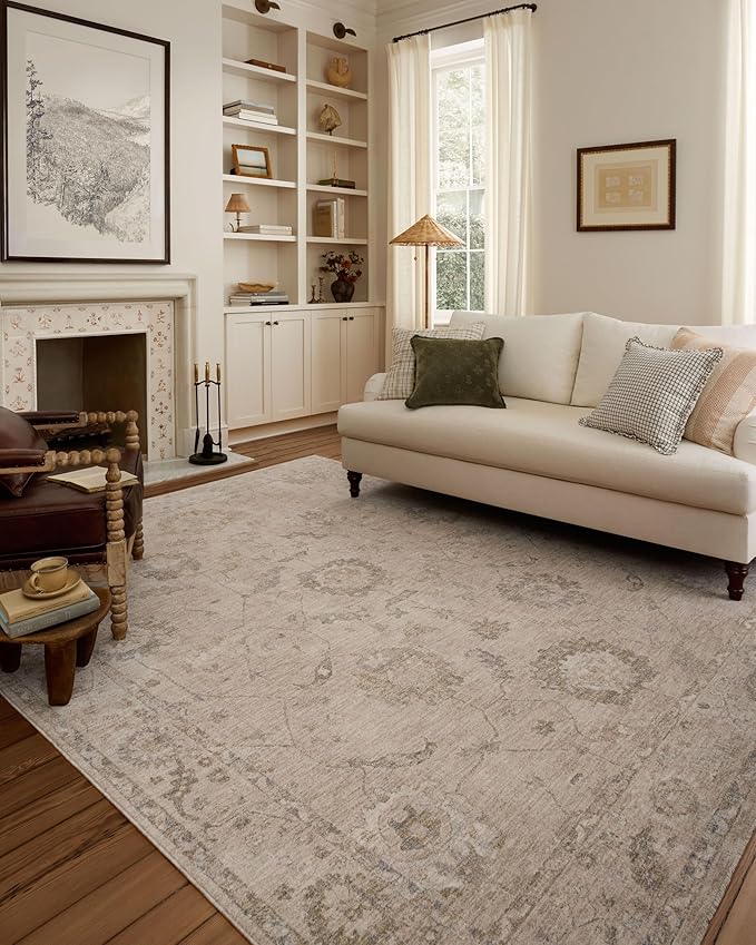 Loloi Chris Loves Julia Louisa Collection LOI-02 Oatmeal/Slate 2'-7" x 8'-0", .38" Pile Height, Runner Rug