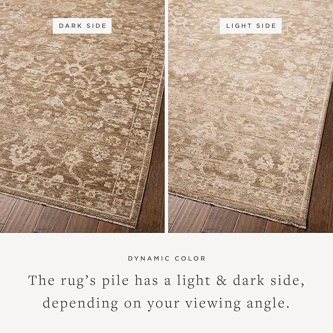 Loloi Chris Loves Julia Palma Collection PLM-09 Brown/Earth 2'-7" x 7'-6" Fringe Runner Rug Vintage Style Boho Living Room Bedroom Carpet