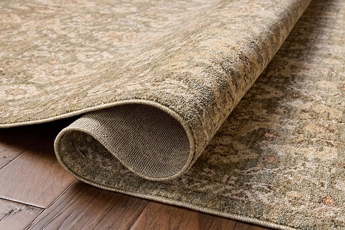 Loloi Chris Loves Julia Palma Collection PLM-03 Lagoon/Natural 2'-7" x 12'-0" Runner Rug Vintage Style Boho Living Room Bedroom Carpet