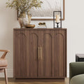 Sideboard Buffet Cabinet with Storage, Mid Century Modern Accent Cabinet with Arched Doors, Modular Media Console, Minimalist Credenza for Living Room Kitchen Dining Room Entryway, Walnut