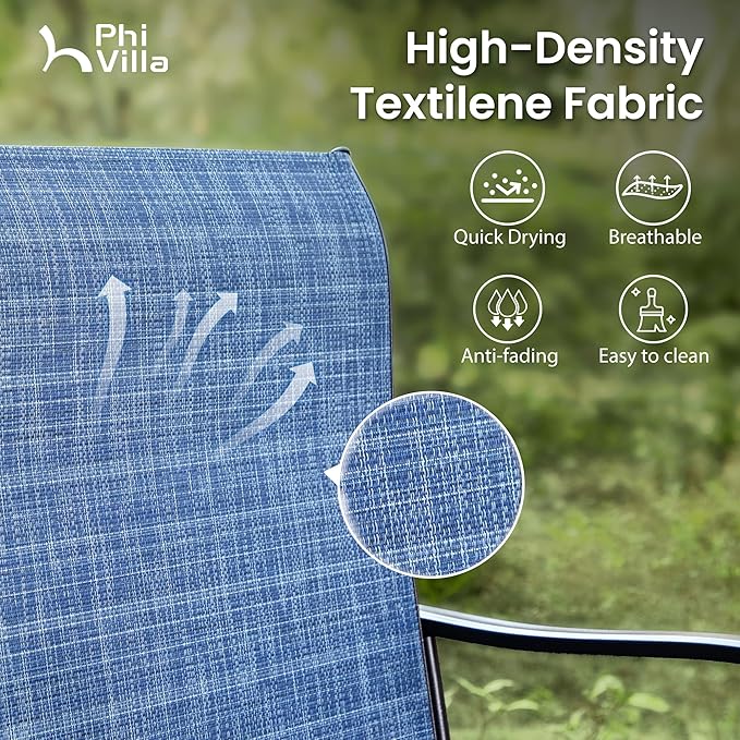 PHI VILLA Outdoor Swivel Bar Stools Set of 6, Bar Height Patio Chairs Furniture with All Weather Textilene Fabric, 30" High Top Bar Chairs for Porch, Blue