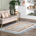nuLOOM 9' x 12' Machine Washable Stain-Resistant Area Rug Low Profile for Living Room, Bedroom, and Dining Room, Alienor Multicolor