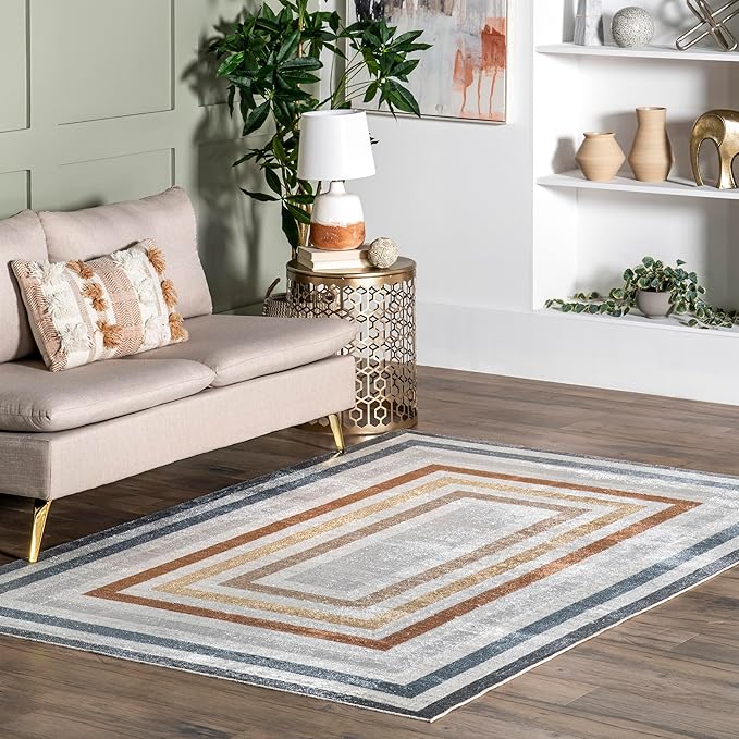 nuLOOM Alienor Geometric 3x5 Machine Washable Accent Rug for Living Room Bedroom Dining Room Entryway Kitchen, Multicolor/Ivory
