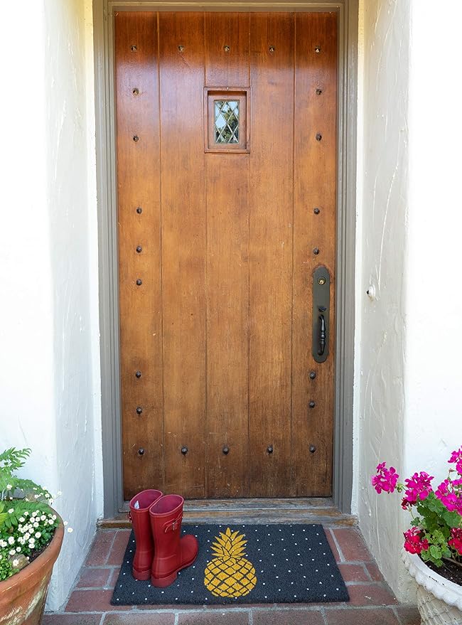 KAF Home Coir Doormat with Heavy-Duty, Weather Resistant, Non-Slip PVC Backing | 17 by 30 Inches, 0.6 Inch Pile Height | Perfect for Indoor and Outdoor Use (Pineapple)