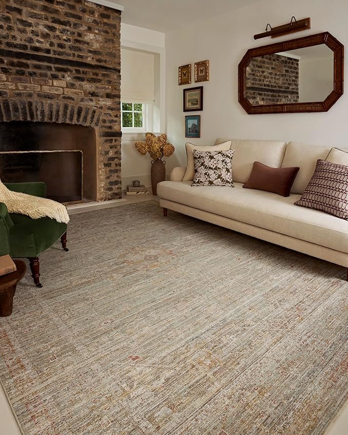 Loloi Chris Loves Julia Ida Collection IDA-05 Spa/Sunrise 6'-3" x 9'-4", .19" Pile Height, Area Rug