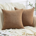GAWAMAY Decorative Chenille Throw Pillow Covers 26x26 Inch Pack of 2, Soft Square Couch Pillow Cover for Sofa Cushion Living Room Bedroom Solid Dyed Oversized Pillowcases Brown 66x66cm (ONLY Covers)