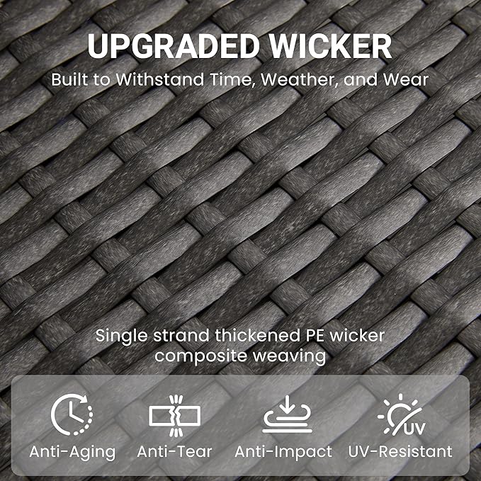 Green4ever Outdoor Patio Recliner with Independently Adjustable Backrest and Footrest, All-Weather Wicker Patio Chair, 160° Lay Flat Patio Reclining Lounge Chair for Backyard Garden, Beige