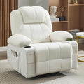 Oversized Swivel Rocker Recliner Chair with Heat and Massage, Large Big Recliner Chair for Living Room, 360 Degree Swivel Rocking Single Sofa with Cup Holders and USB Port(Teddy, White)