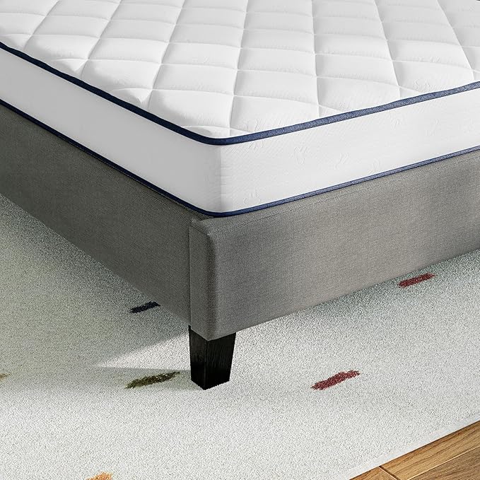 Novill 6/8 Inch Foam and Spring Hybrid Mattress, Queen Mattress in a Box, Medium Support, CertiPUR-US Certified Foam & Steel Coils, Durable Design, Guest and Youth Bedroom, Eco-Friendly Packaging